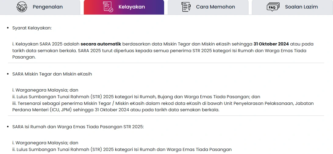 SYARAT KELAYAKAN BANTUAN MYKASIH